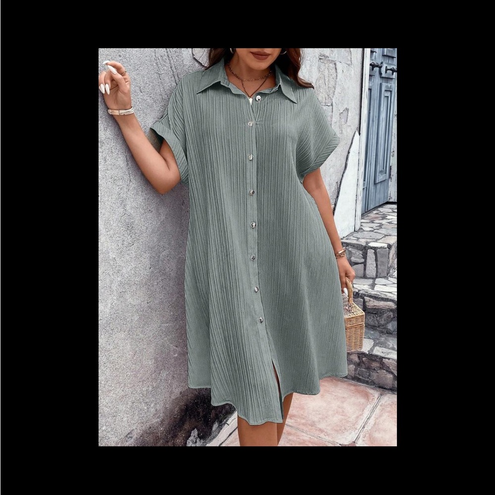 BRAND NEW NEVER USED Batwing sleeve button down shirt dress
